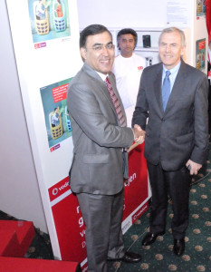 L-R Rajiv Sabharwal, ED, ICICI Bank and Marten Pieters, MD & CEO, Vodafone India at the launch of m-pesa in Kolkata (1)